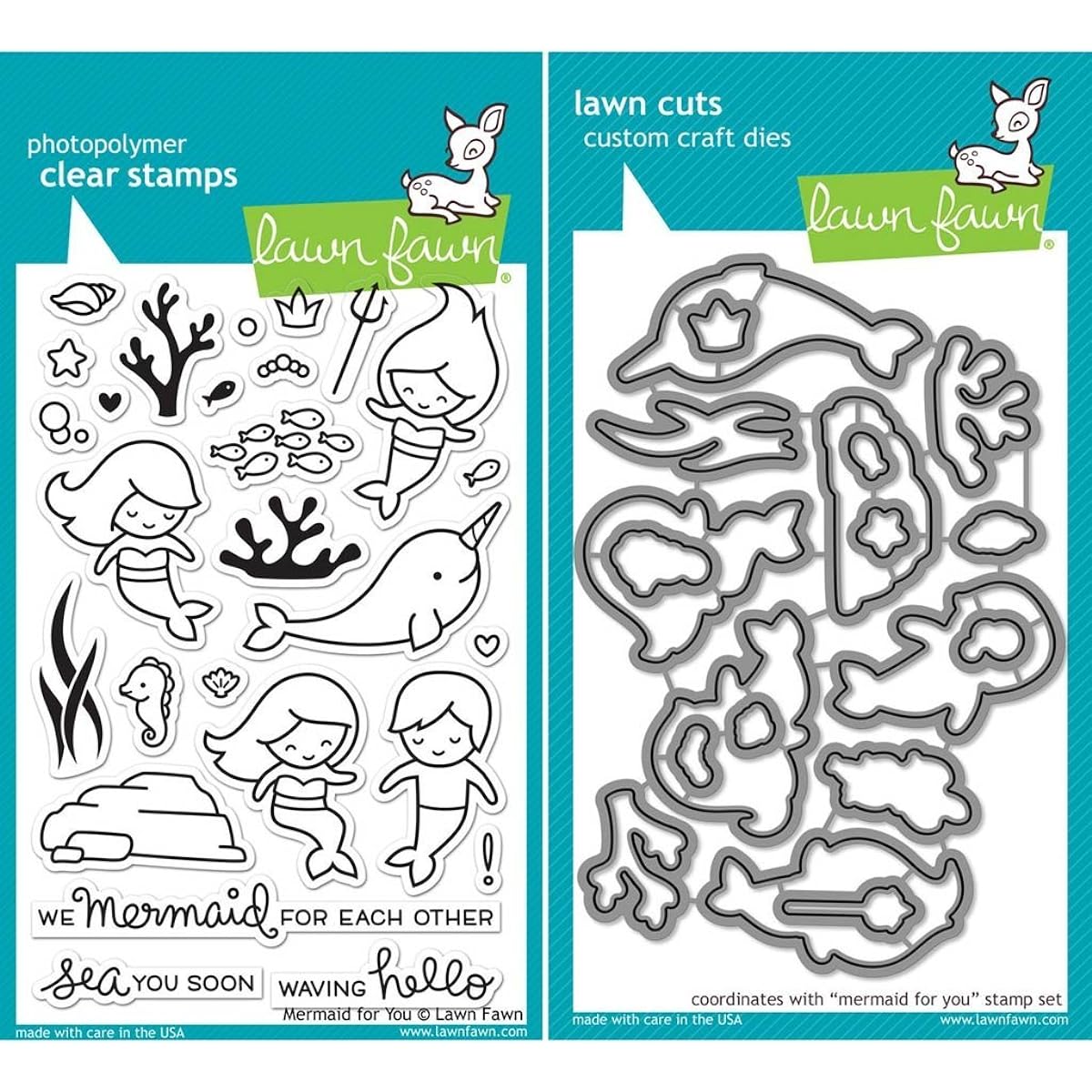 Grass Fawn Mermaid for You Stamp (LF1167) and Die (LF1168) Set