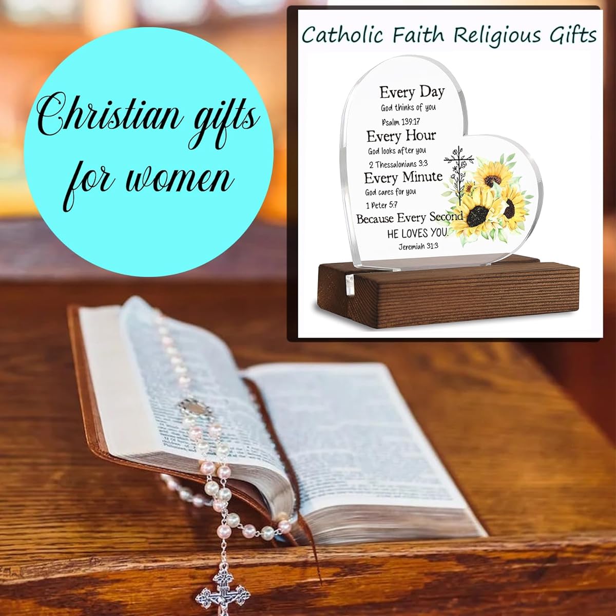 Christian Office Decor for Women Religious Gifts Christian Office Supplies Faith Christian Gifts Prayer Room Decor for Office Acrylic Desk Bible Inspirational Home Decor XUV13
