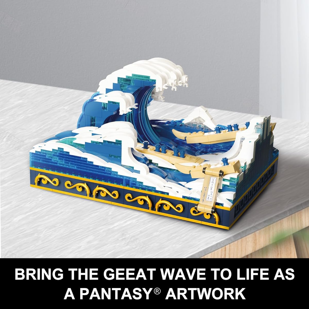 BRICKKK PANTASY Art Hokusai Building Set for Adults - Great Wave Building Kit 3D Japanese Arts & Crafts Building Blocks Kanagawa Surfing Waves Home Decor Model Toys Building Kit