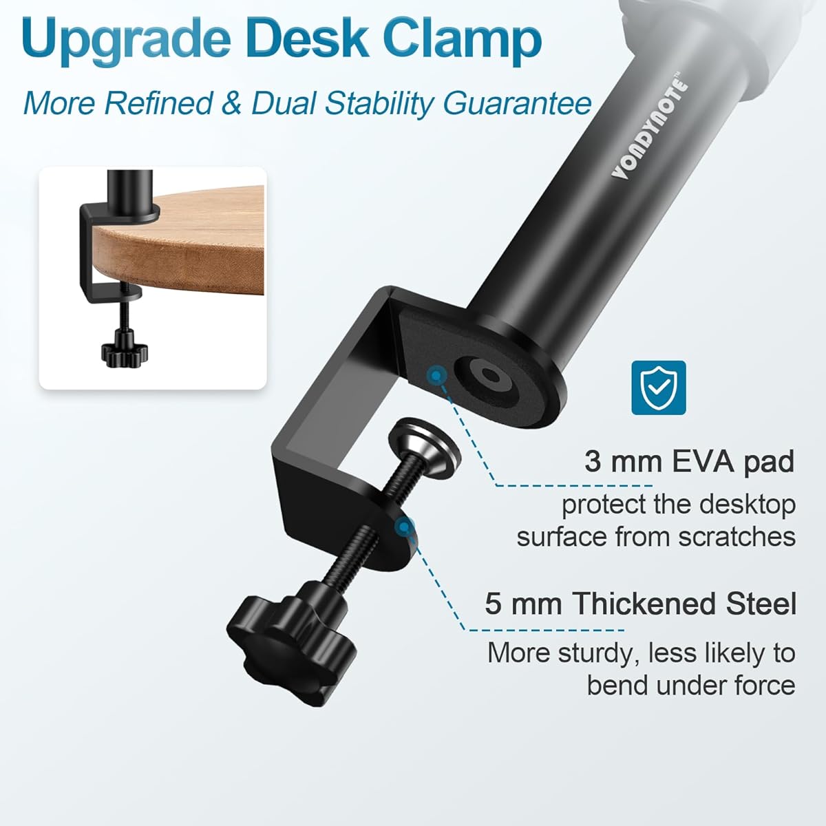 Vondynote Studio Monitor Stand Desktop Clamp Speaker Stand Adjustable Height Set of 2