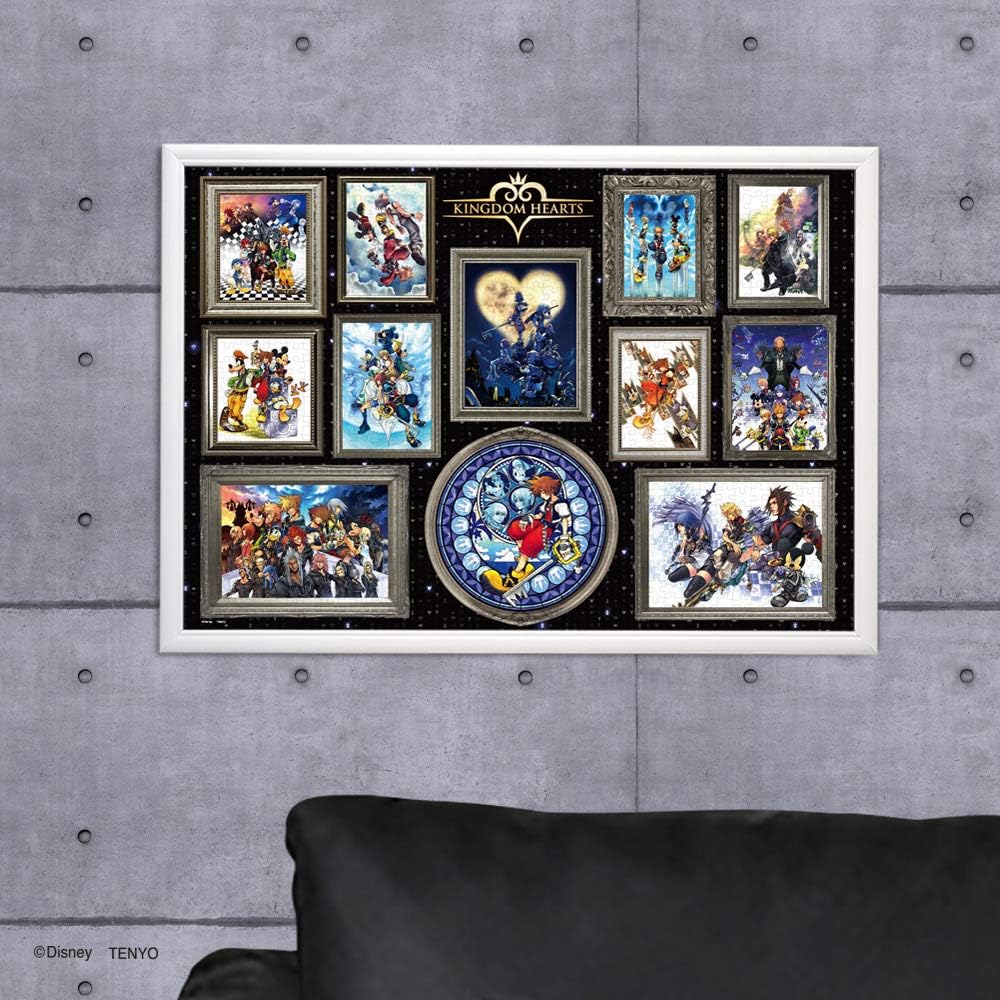 1000 Piece Jigsaw Puzzle Disney Kingdom Hearts Art Collection (51x73.5cm) & Wooden Puzzle Frame Disney Exclusive for 1000 Pieces Brown (51x73.5cm) [Set Purchase]