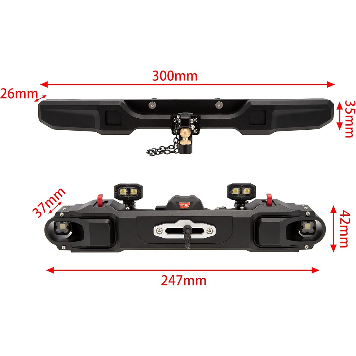 DKKY 10th Anniversary Edition Aluminum CNC Front & Rear Bumper Light Winch for 1/6 AXIAL SCX6