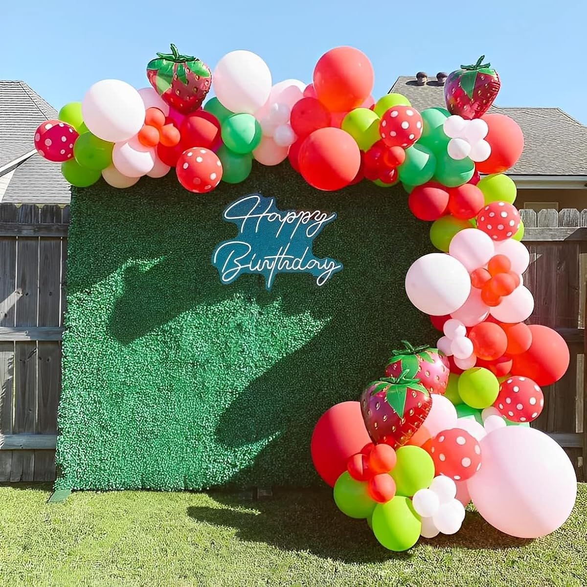 Strawberry Birthday Party Decorations, 131pcs Strawberry Balloons Garland Arch Kit for Baby Shower Girls Very First Theme Birthday Party Decorations