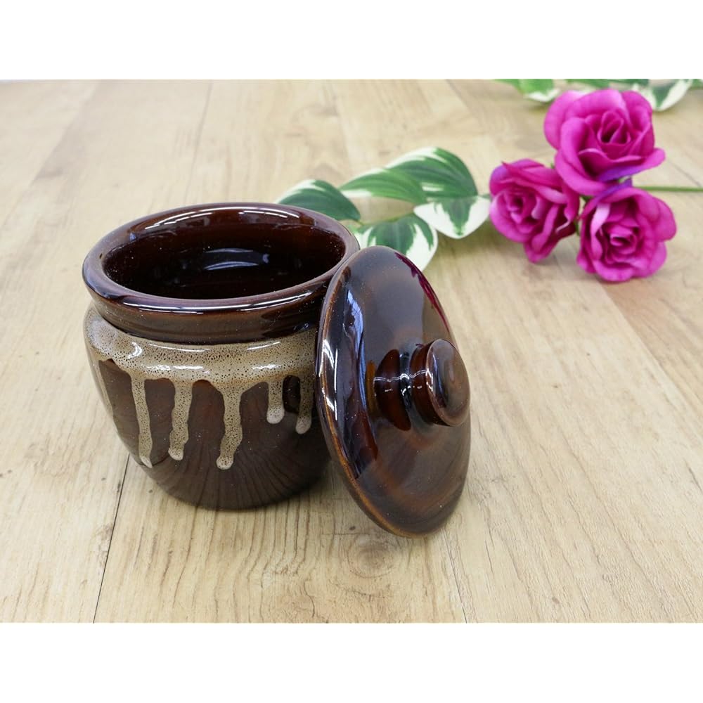 New [Commercial use set] Mino ware Japanese style cafe series Umeboshi pot (large) with lid Set of 10