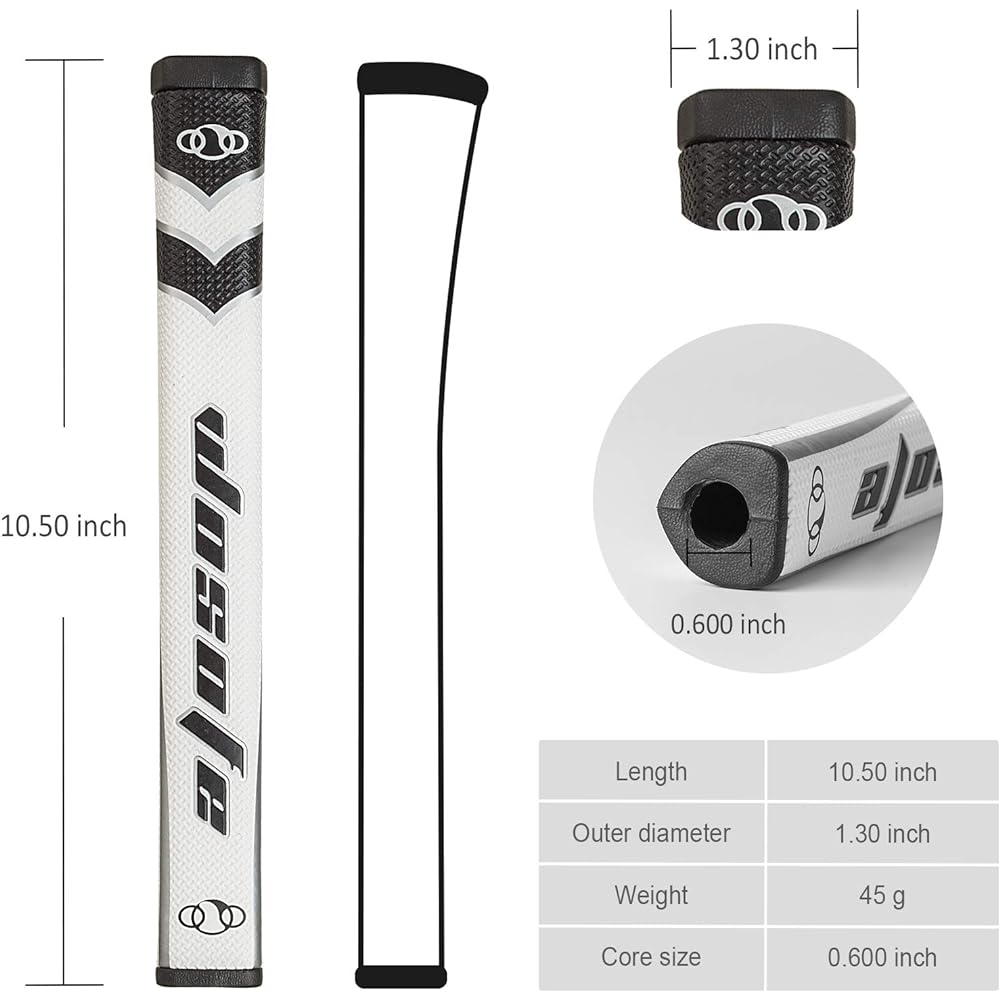 Zenesty Golf Putter Grip Mid Size Men's 45g 2.0 Compatible with Most Iron Clubs Pistol Shape Lightweight Adhesive Surface Delicate Pattern Soft PU Material Comfortable Feel 6 Colors to Choose from