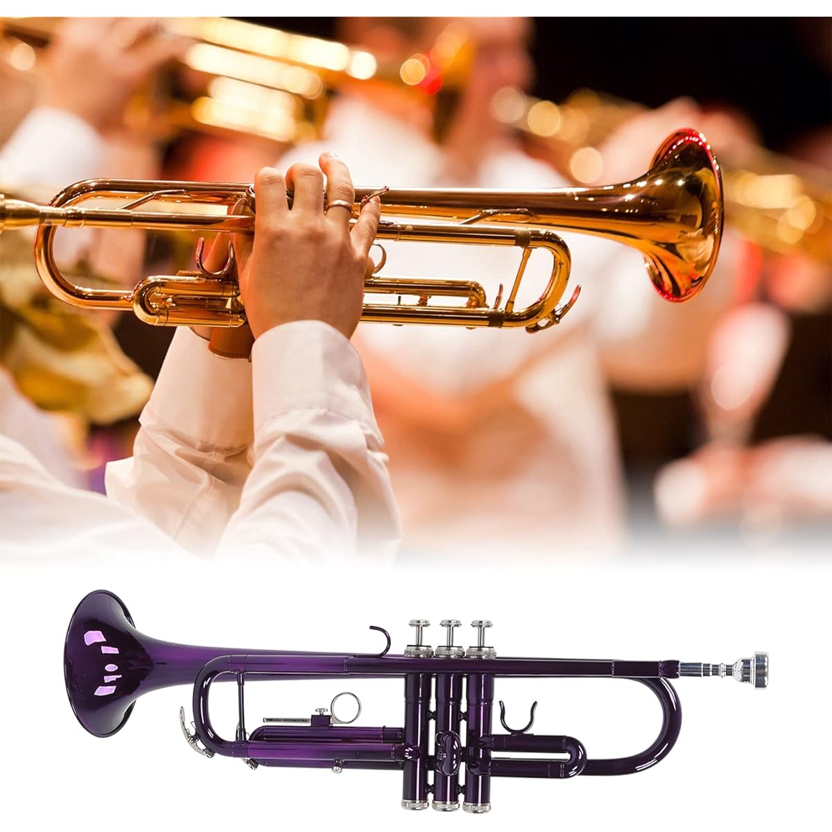 Trumpet Set, Replacement B Flat Trumpet (Purple) for Music Learning