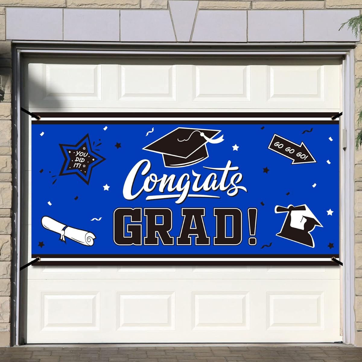 Graduation Backdrop Banner Blue Large Graduation Celebration Balloons Party Supplies Decorations Photography Background for 2022 Graduation Party