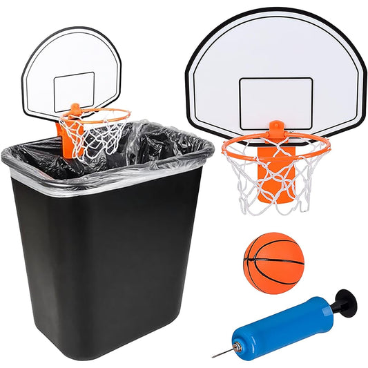 ArtCreativity Trash Can Basketball Set, Clip-On Hoop with Backboard, Inflatable Ball and Pump, Fun Indoor Basketball Hoop for Kids, Office Toys, Adults, Great Birthday Gift