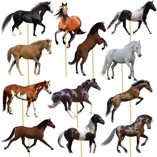 24pcs Horse Table Centerpieces on Sticks Horse Table Toppers Horse Themed Birthday Party Baby Shower Supplies