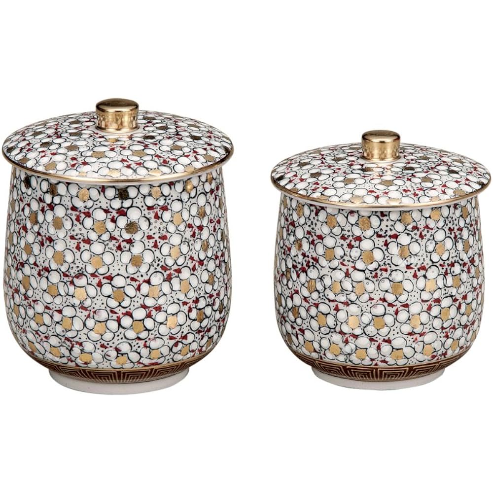 Maruyone Kutani Ware Tea Cup with Lid Hanazume K4-739