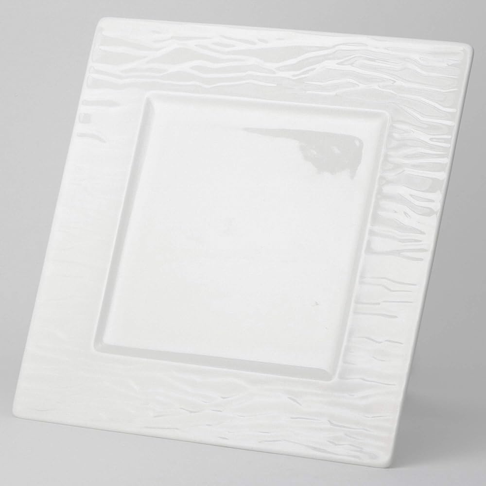 NARUMI Plate Stone Relief White 24cm Square Rim 51095-5726