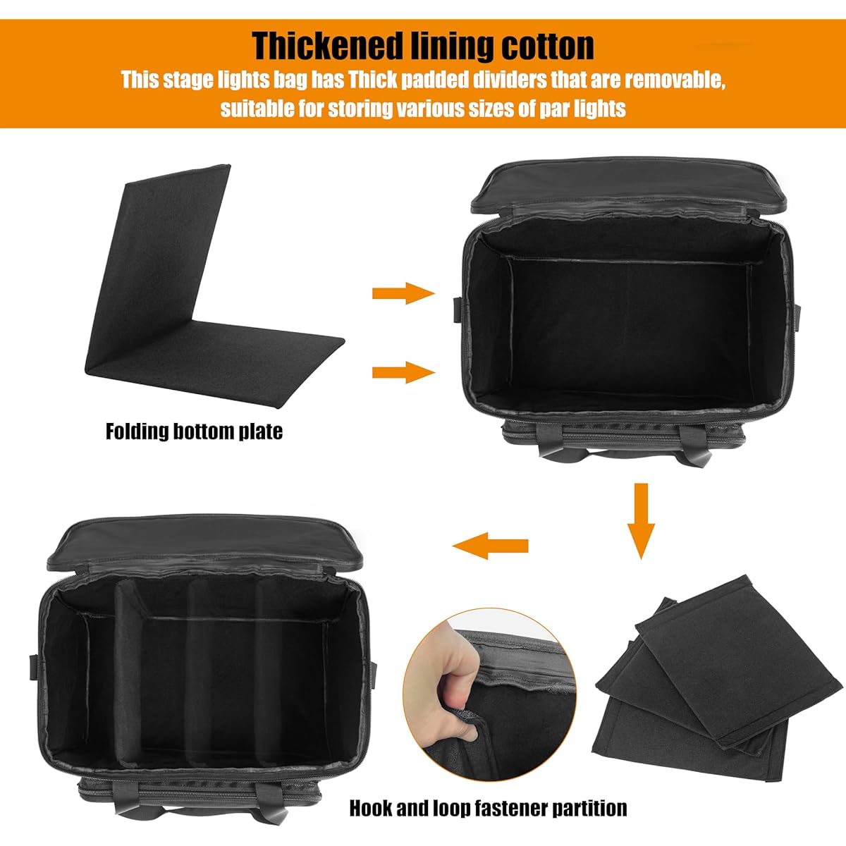 IBVIVIC 4 Par Light Bag Padded Storage Gig Case Bag for Par Light Equipment 18"x10"x11" Stage Light Bag