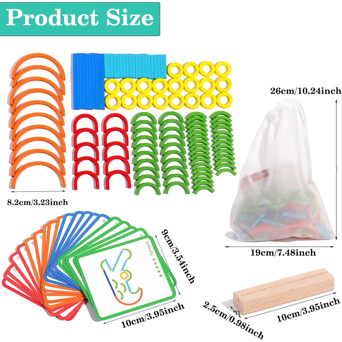 Creative Stick & Ring Building Toys Letter & Pattern Matching Flash Cards Toys Early Education Learning Puzzles for Toddlers Intelligence Development Learning Fine Motor Skills for Preschoolers