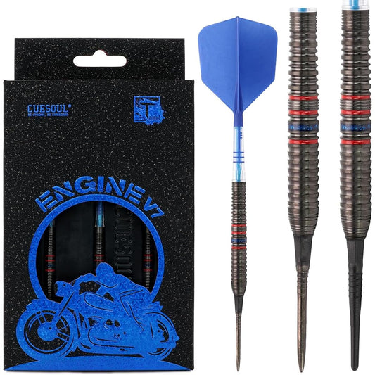 CUESOUL V7 V8 V9 18g 19g 20g 21g 22g Soft Tip Steel Tip Switchable 90% Tungsten Darts Set with Gemstone Texture Treatment on Barrel Surface ROST T19 Two-Color Integrated Dart Flights with Built-in Carbon Fiber Rod