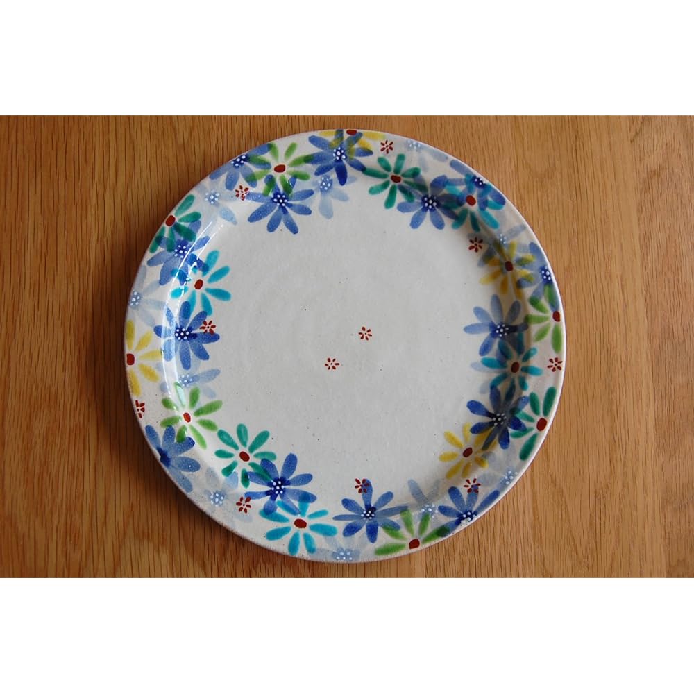 Kutani ware Kokuzo kiln 24cm plate Flower Banquet-utage-Blue