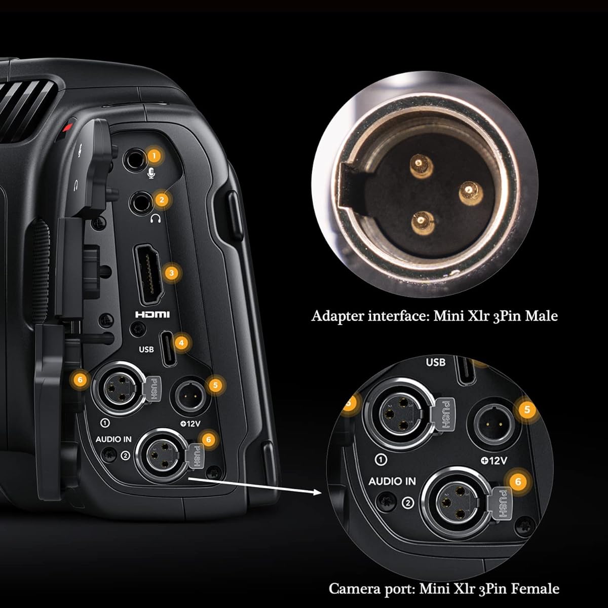 HUALEU 90 Degree 3 Pin Mini XLR - 3.5mm (1/8") Mini Jack with Locking Screw Mount (1/8") TRS Stereo Microphone 1' Cable Lapel Lavalier Mic Pocket Cinema 6K 4K Senheiser