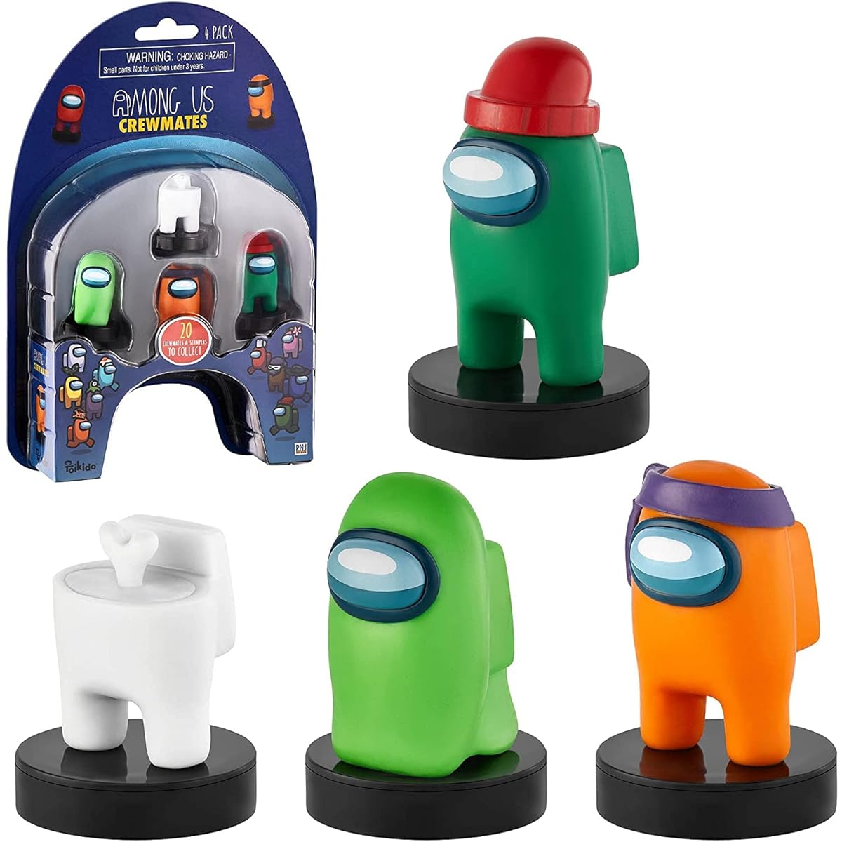 P.M.I. Stamps for Kids | Among Us Stamps in a Pack of 4 | Among Us Party Favors and Playable Collectibles | Among Us Toys for Boys and Girls | Mini Toys for Among Us Parties