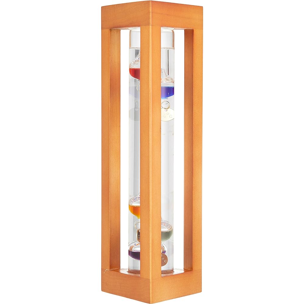 Icy Galileo thermometer wooden frame triangle