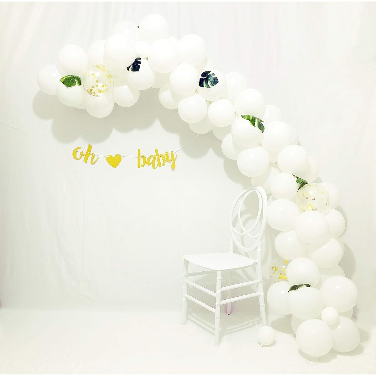 Balloon Garland Arch Kit, 16ft Long White and Gold Latex Balloons Pack for Baby Shower Wedding Birthday Bachelorette Party Backdrop Decoration