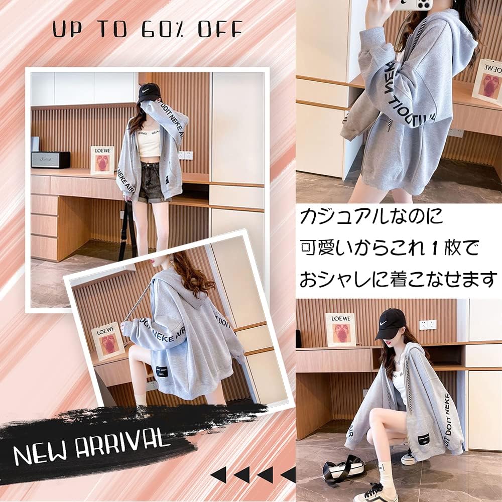 [fyetemon] Thin, loose, oversized hoodie, long sleeves, front zip, Korean style fashion, spring, autumn, winter
