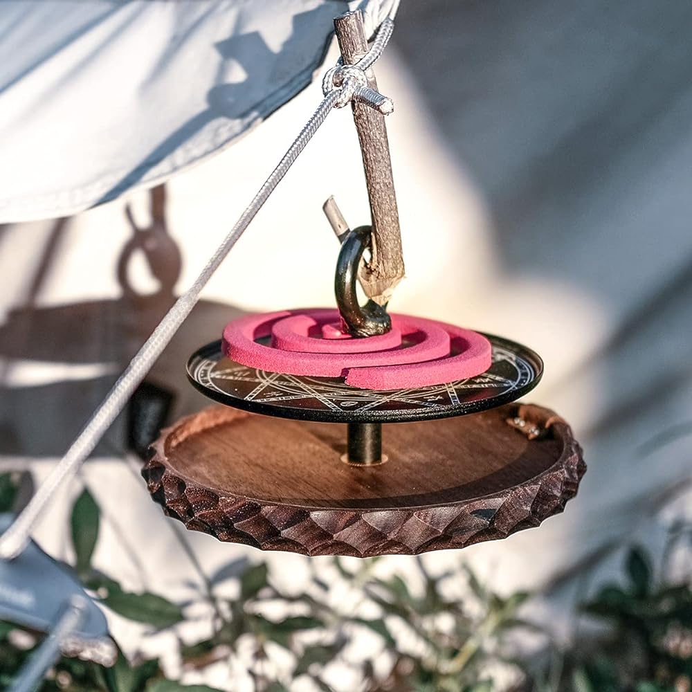 Thous Winds Mosquito Coil Holder Camping Peg Lightweight Compact Black Walnut