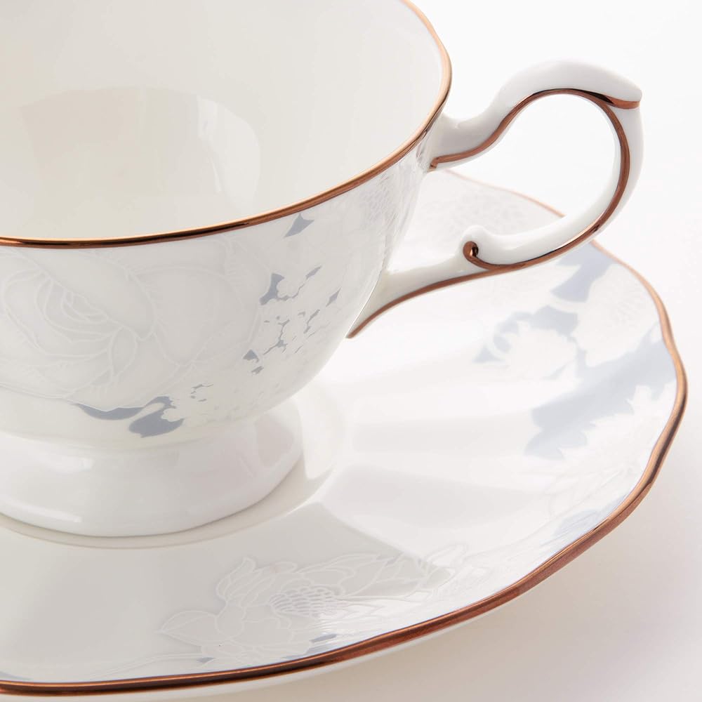 NARUMI Tableware Set Rose Blanche Set of 6 52187-23122 Cup Saucer Set 6 Pieces Diameter 19cm