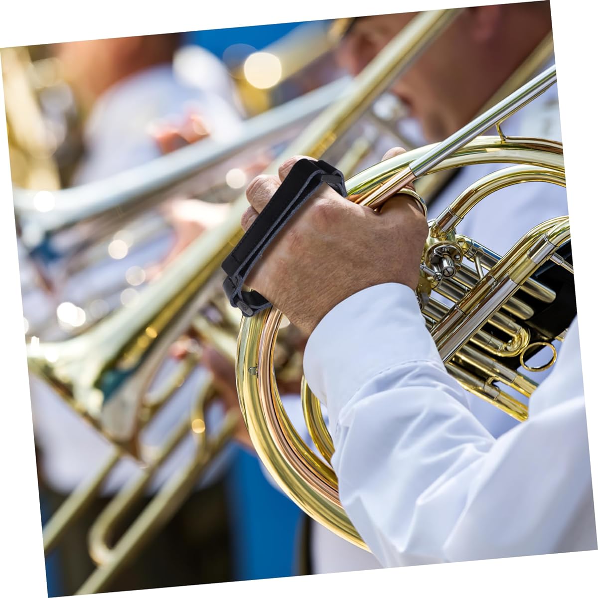 SWOOMEY French Horn Hand Rest French Horn Guard French Horn Accessories French Horn Hand Strap Hand Pad for Horn Wear Resistant Horn Hand Pad PU Protective Case Anti-Slip