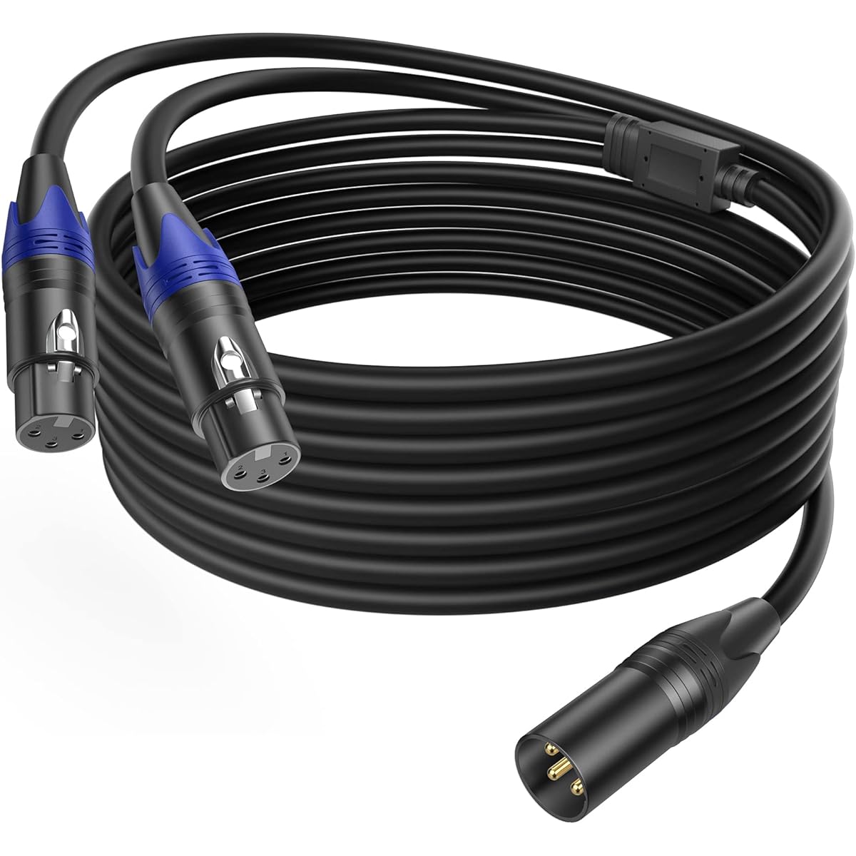 LanSenSu 1x XLR Y Splitter Mic 2x Male 10ft 3 Pin XLR Female to Dual XLR Male Y Splitter Balanced Mic Audio Cable for Stereo Mic to L&R Audio Tracks (1 Pack)