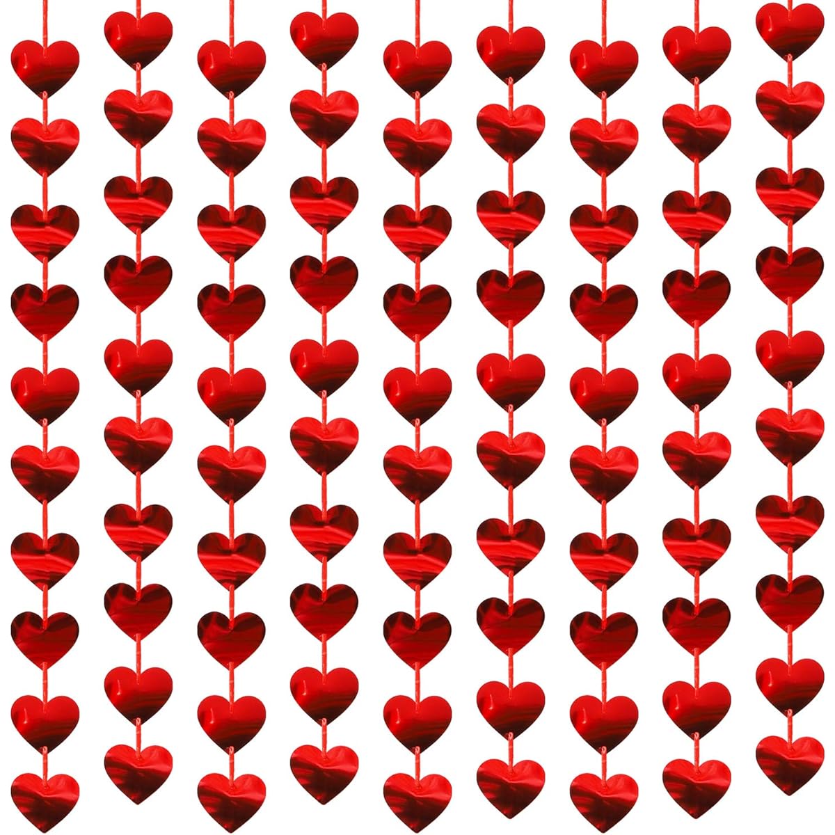 Aneco 120 Pieces Red Heart Garland, Heart Hanging String, No DIY Required, Heart Hanging Banner for Valentine's Day/Wedding/Anniversary/Birthday Party Decorations