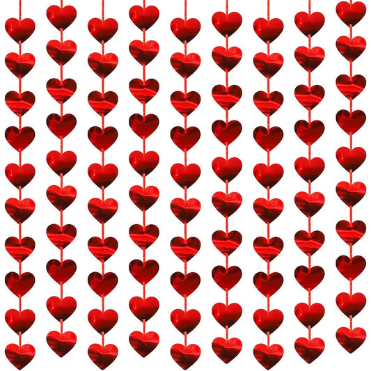 Aneco 120 Pieces Red Heart Garland, Heart Hanging String, No DIY Required, Heart Hanging Banner for Valentine's Day/Wedding/Anniversary/Birthday Party Decorations