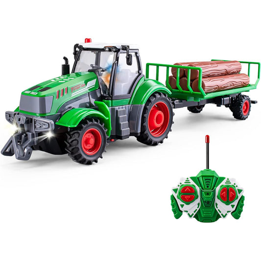 TICTTGA Gifts for 5 year old boys, Remote Control Truck for Kids, Toddler Farm Toys for Boys 4-7 years old, Remote Control Tractor for Boys 4-7 1/24 Scale Log Trailer