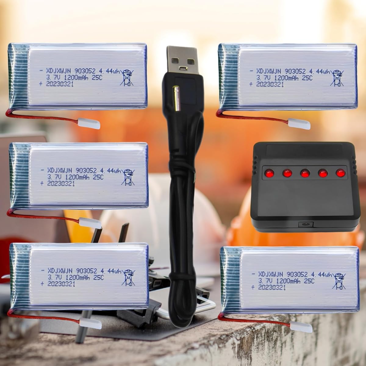 5Pcs 1200mAh 3.7V Lipo Battery and Battery Charger for SYMA X5SW X5SC RC Quadcopter Drone