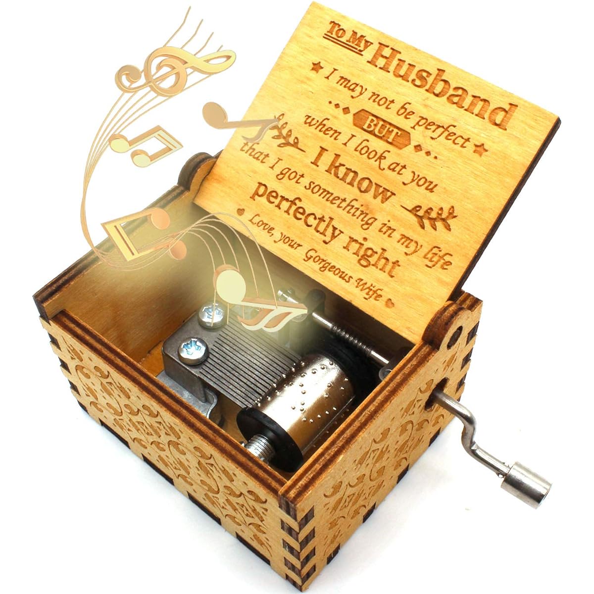 ukebobo Wooden Music Box, You are My Sunshine Music Box, Valentine's Day, Christmas, Birthday, Anniversary, Boyfriend, Husband Gift, 1 Set