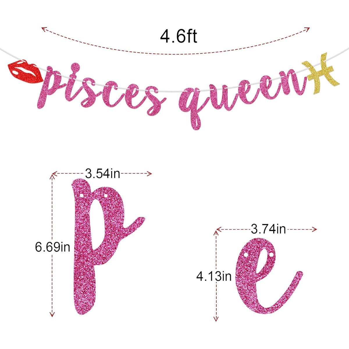 Pisces Queen Banner February March Birthday Banner Pisces Sign Zodiac Birthday Party Decorations 21 Years Old 25 Years Old 30 Years Old 40 Years Old 50 Years Old 60th Birthday Party Decorations Rose Glitter