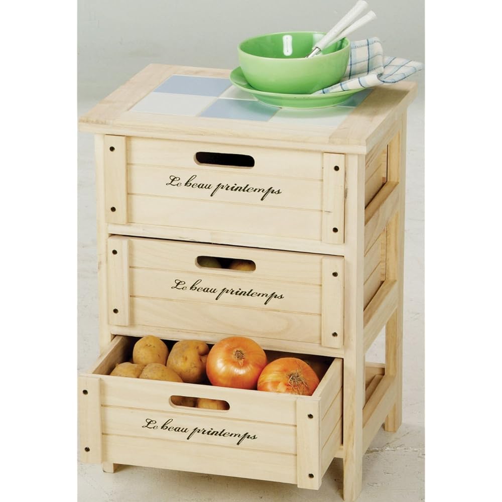 Fuji Boeki Chest 3 Tiers Height 52cm Natural Paulownia 39620