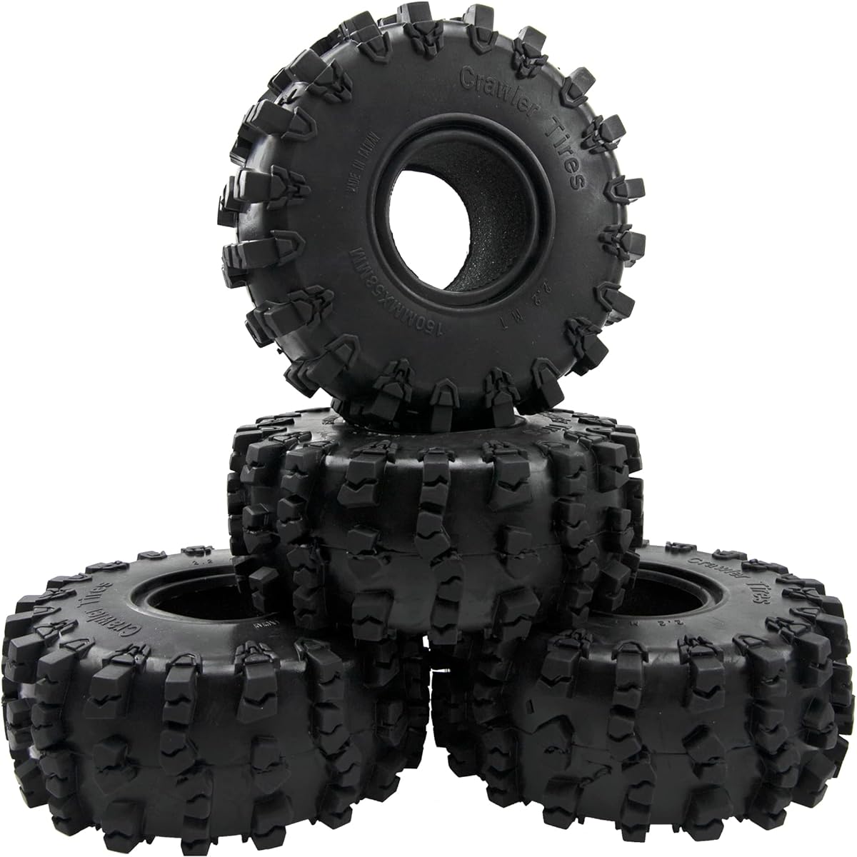 ShareGoo Rubber 2.2" Crawler Mud Terrain Tires Super Grip Soft Tires OD 148mm Compatible with Axial SCX10 90047 D90 TF2 Tamiya CC01 Traxxas TRX4 1/10 RC Rock Crawler Rims Beadlock