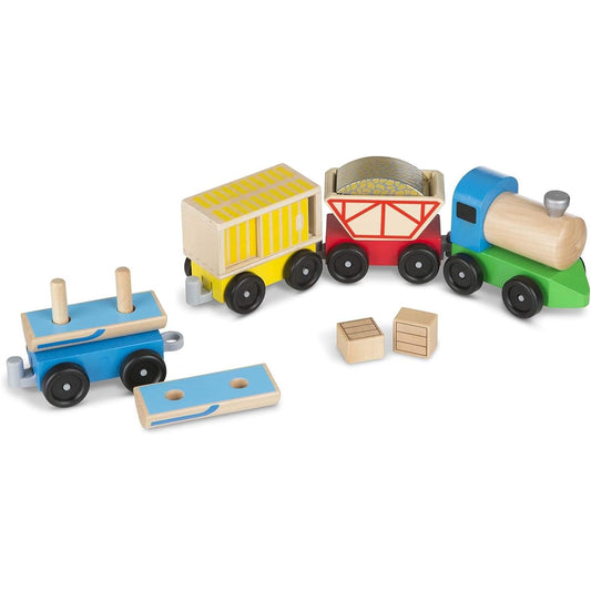 Melissa & Doug Cargo Train - Classic Wooden Toy (4 Linking Vehicles, Approximately 5 Inches Long Each)