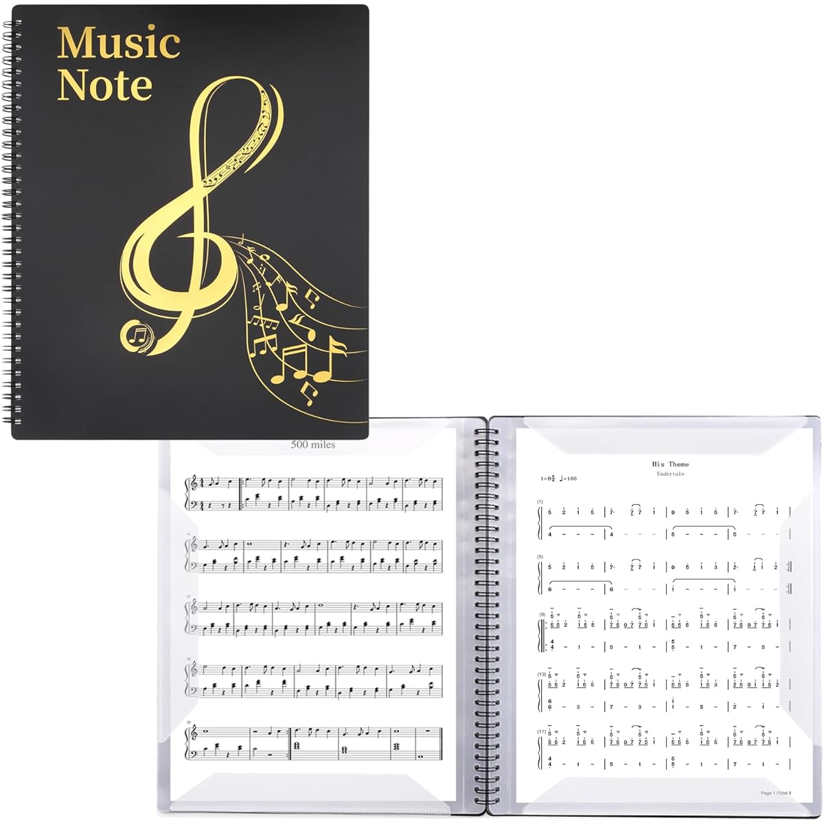 Sheet Music Folder for Sheet Music 30 Sleeves 60 Pages Blank Spiral Music Binder Sheet Music and Document Organizer 8.5x11 Inch Band Sheet Music Holder (Black)