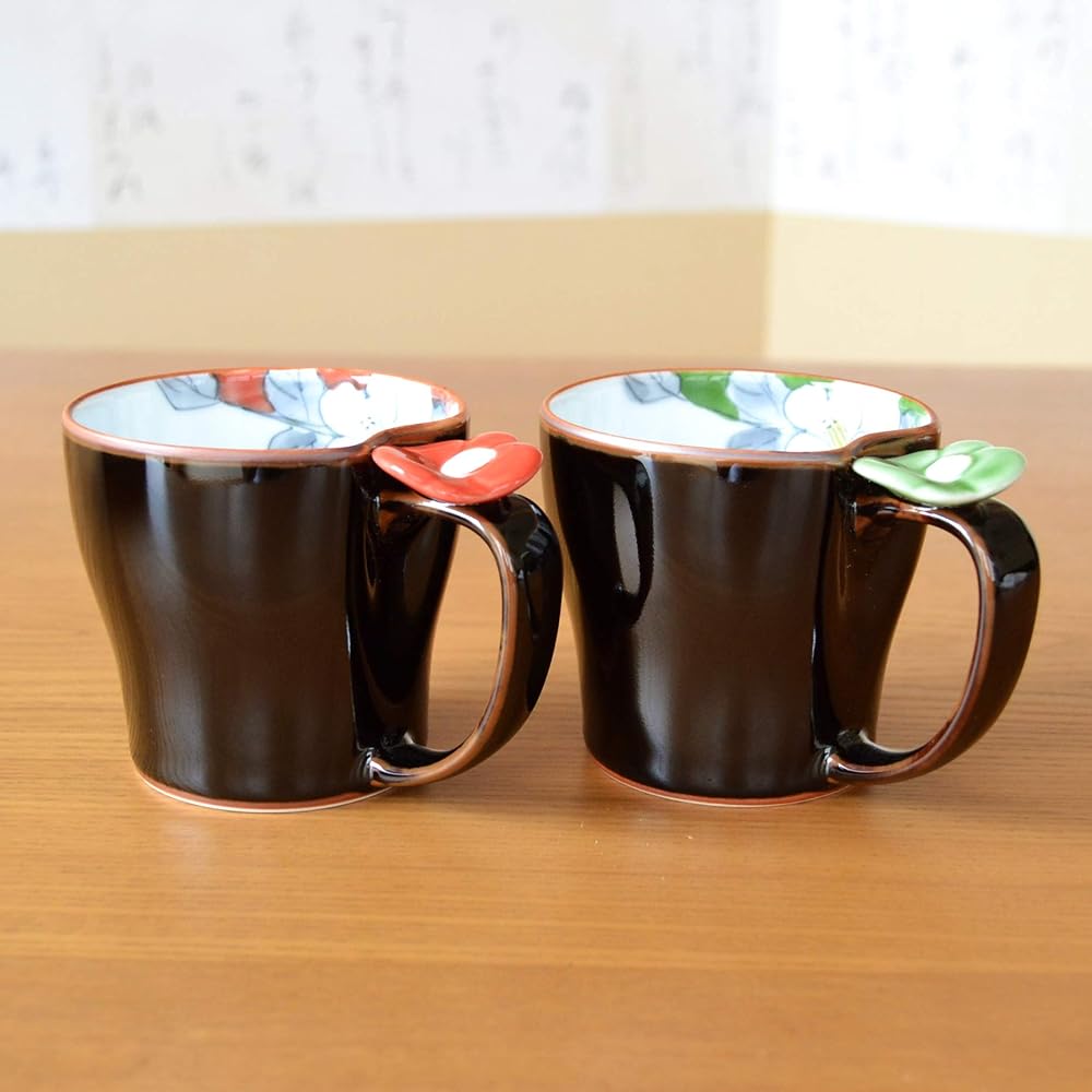 Mug Pair Present Gift Boxed Arita Ware Microwave Safe Coffee Cup Flower Painting Made in Japan