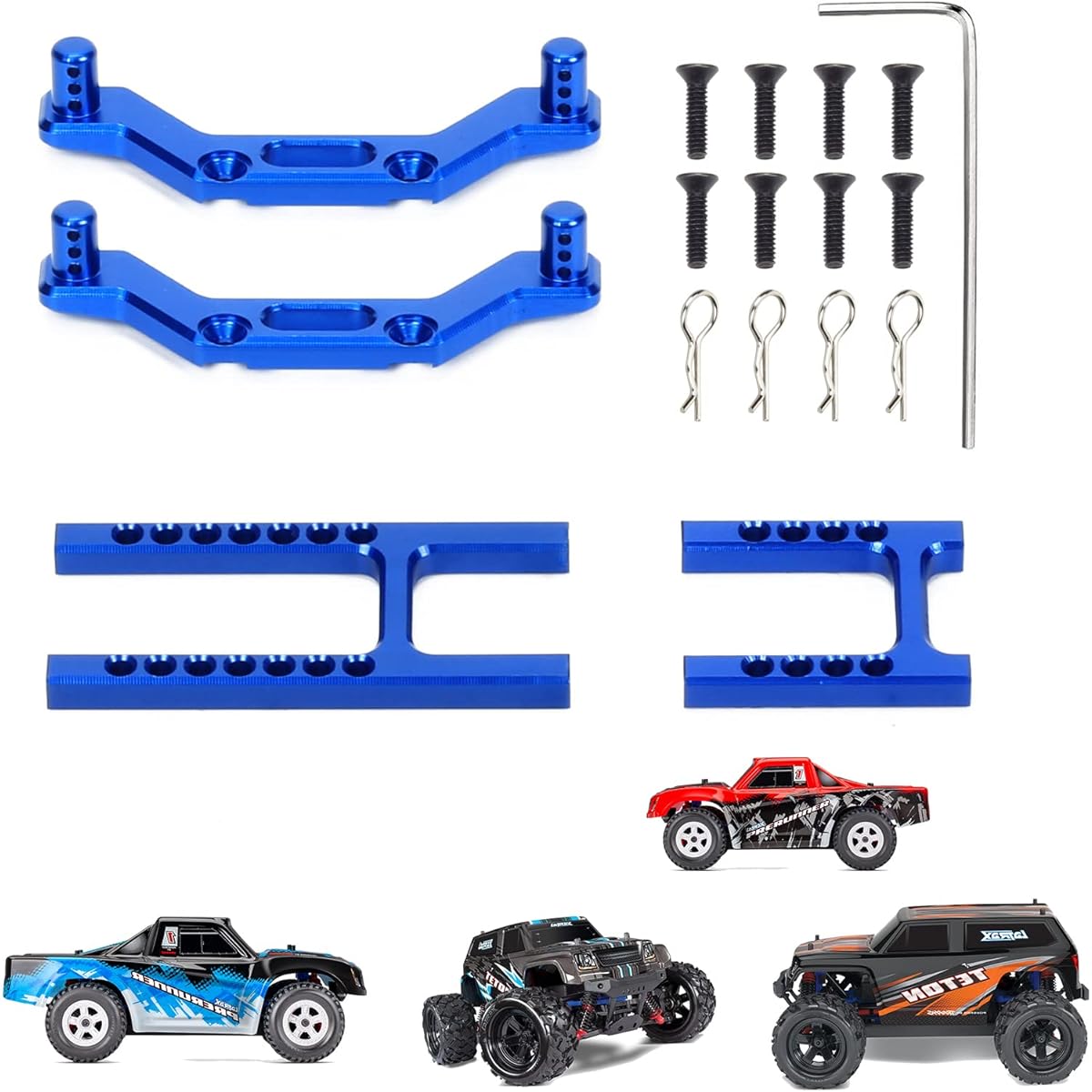 RCAWD Body Mounts Front & Rear for LaTrax Teton & LaTrax Desert Prerunner Upgrade Body Posts 1/18 Traxxas Scale 4X4 Monster Truck 76064-5#76054-1#76054-5 #76054-5 Parts Blue