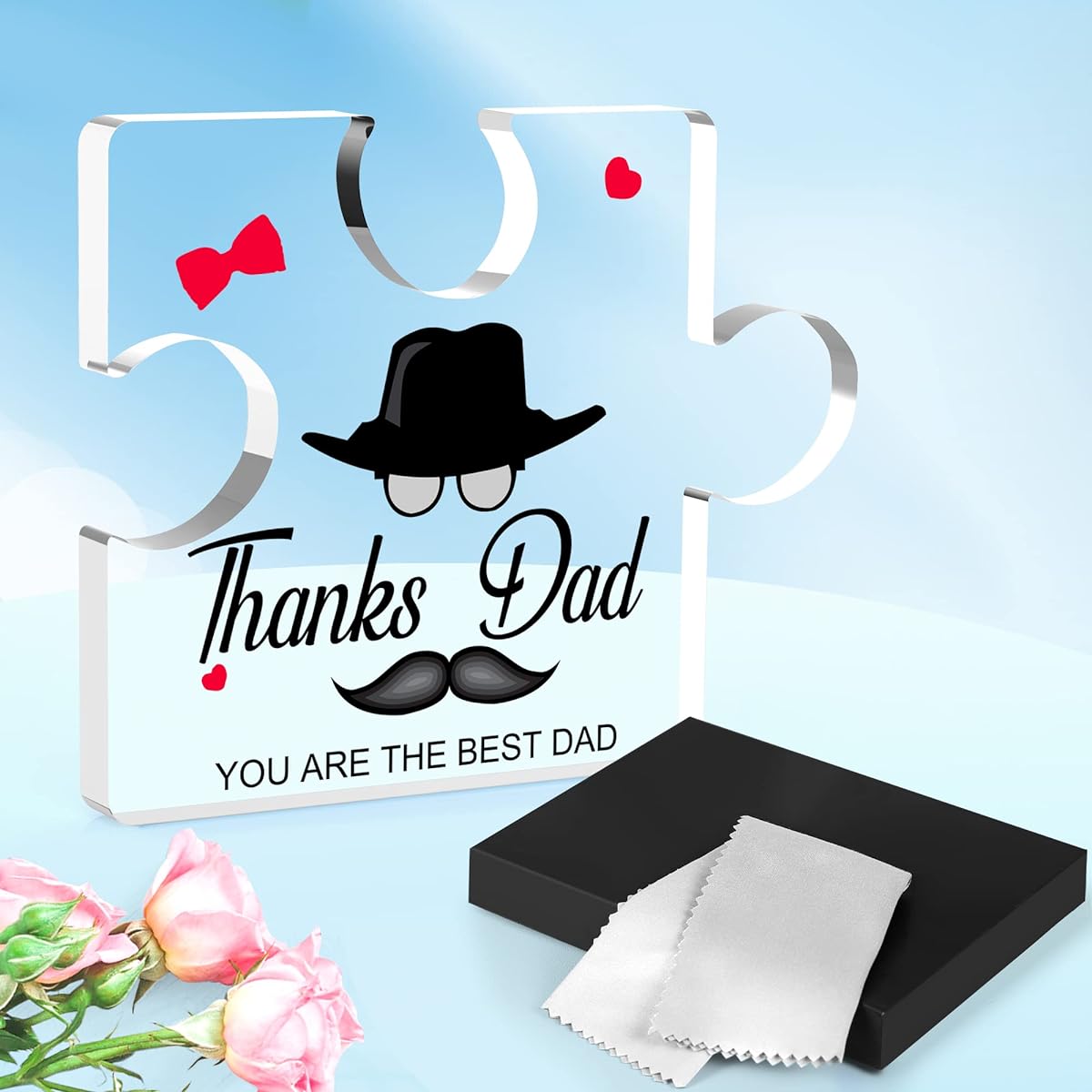 Thanksgiving Gifts for Dad from Daughter Son Carved Acrylic Block Puzzle Birthday Gifts Puzzle Pieces Gifts 3.93 x 4.92 Inch I Love You Dad for Men Sweet Presents Birthday Gift Ideas