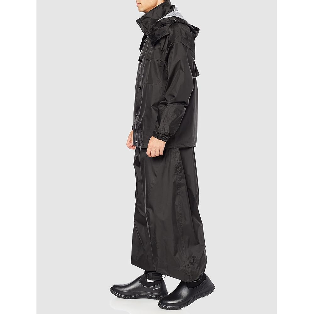 [Cocos Nobuoka] Raincoat, Black Panther Coat, Top and Bottom Set, Mesh Lining, Reduces Moisture, Helmet Compatible Hood, Hem Zipper, Storage Bag Included, For Craftsmen, Sites, Construction, Rainy Season, Men's