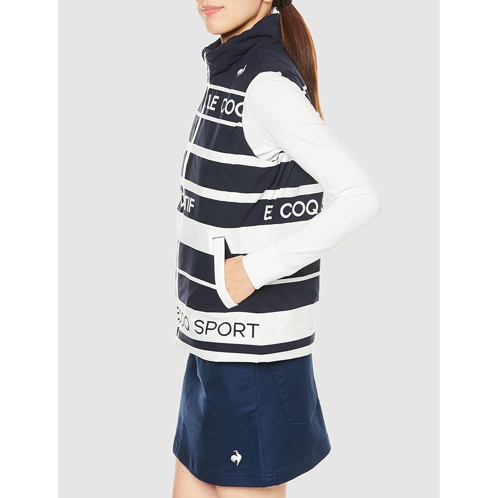 [Le Coq Sportif] 22 Fall/Winter Model Golf Outer Vest Active Heat Retention Water Repellent Heat Navi Border Pattern Women's