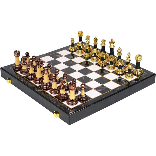 15 Inch Acrylic Chess Set for Adults Kids Zinc Alloy + Acrylic Chess Pieces & Portable Folding Wooden Chess Board Travel Tournament Chess Set Strategy Board Game Gift - Chessman