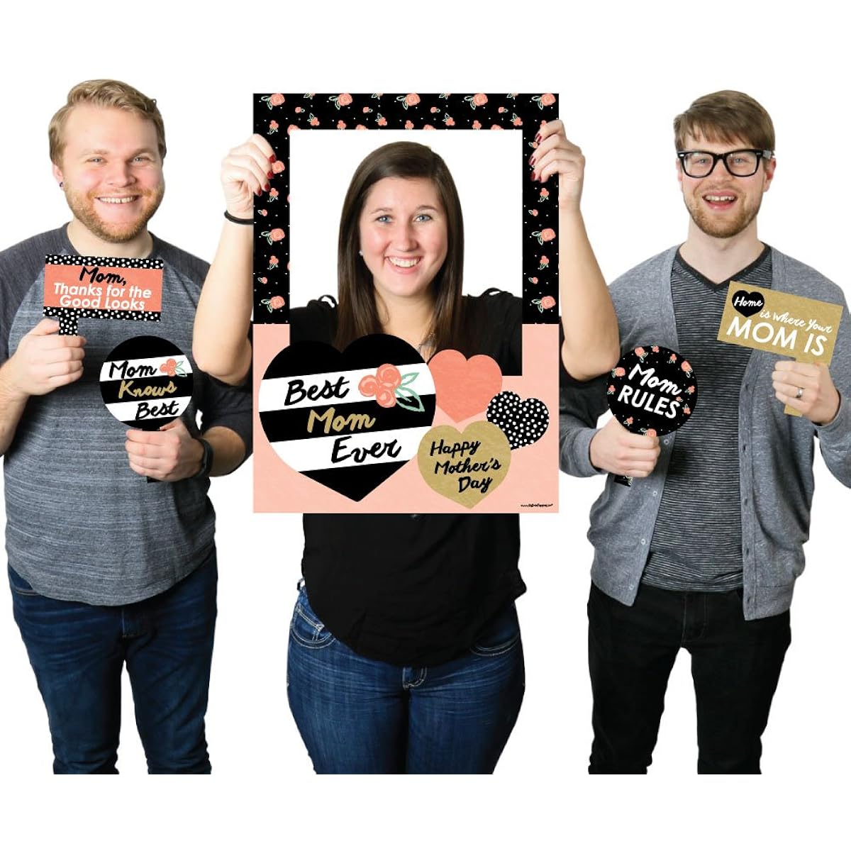 Big Dot of Happiness Best Mom Ever - Mother's Day Selfie Photo Booth Picture Frame & Props - Printed on durable material