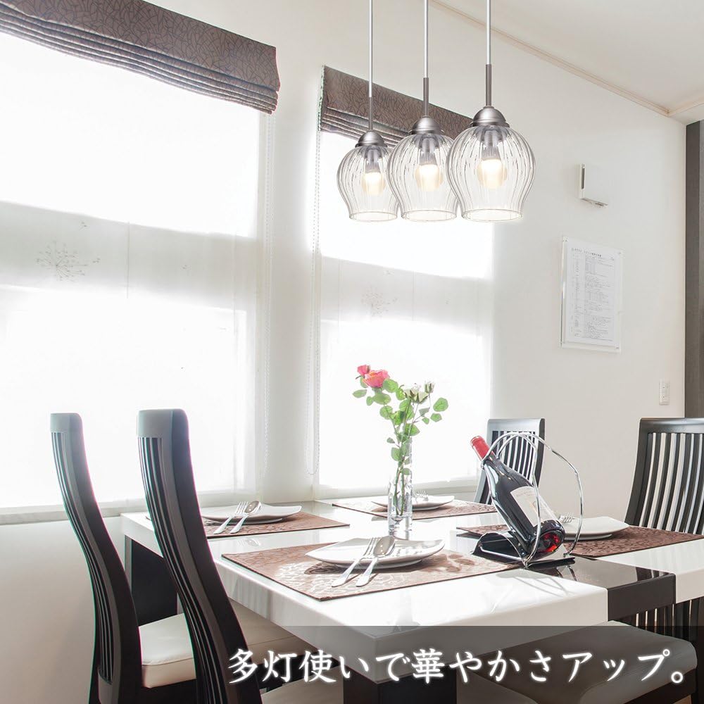 Iris Ohyama LED Pendant Light LED Bulb Set Plooi Glass PL5L-E17PL