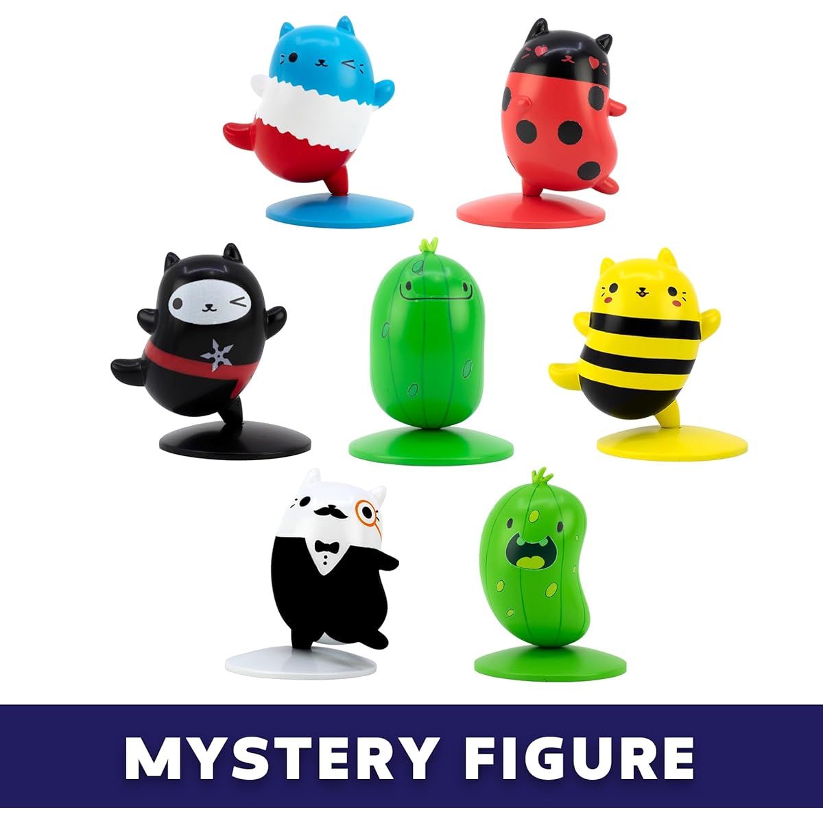 CVP Mini Figure 3 Pack | Mini Figures for Kids | Small Animal Figurines | Plastic Collection for Kids & Adults | for Boys & Girls | Figure Toys | Mint Chippy Rainbow Meow + Random