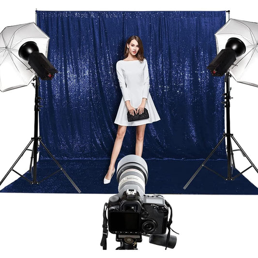 6ft x 8ft Navy Blue Sequin Backdrop Curtains Glitter Thick Opaque Satin Sequin Backdrop Drape Opaque Glitter Backdrop Curtains Sequin Backdrop Christmas Thanksgiving Wedding Party Decoration