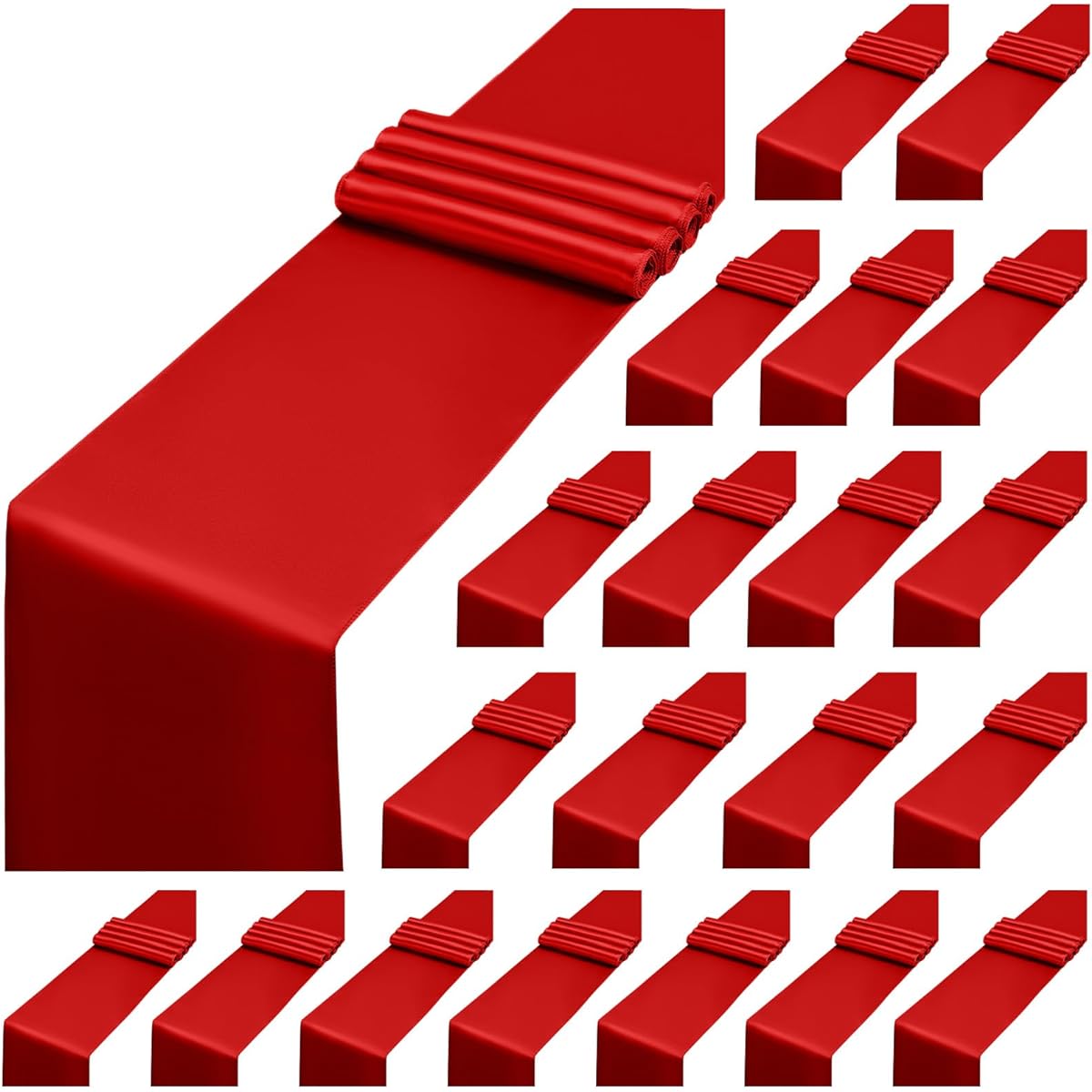 LOKUME Red Satin Table Runners, 12" x 108" Long, Premium Smooth Red Table Runners for Wedding/Banquet/Birthday/Party/Engagement/Table Runners for Rectangle and Round Tables, Pack of 20, ZB739A