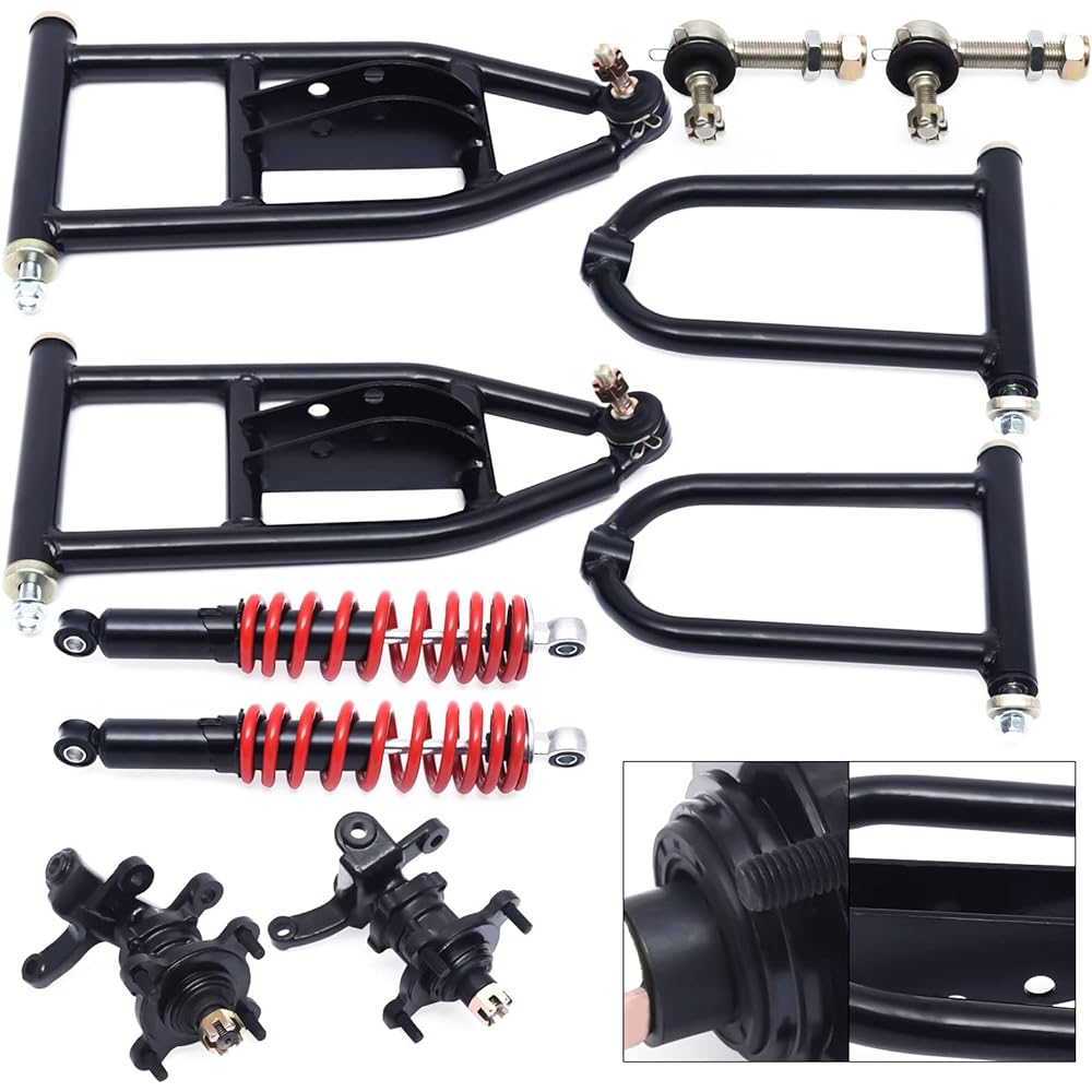 340mm Front Suspension Shock Swing Arm Upper Lower Kit Compatible with Quad Bike ATV / Go Kart DIY Kart ATV Parts